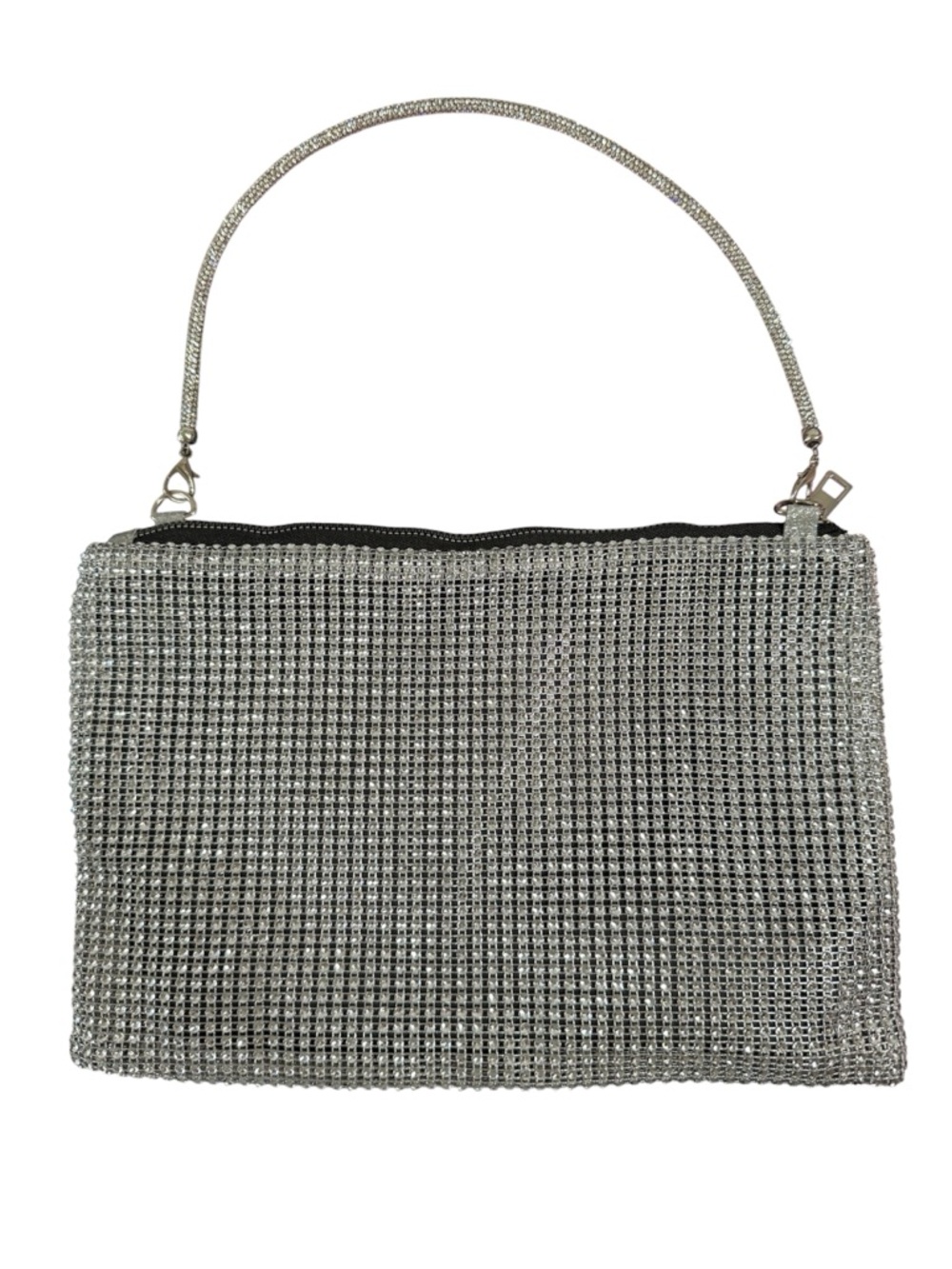 Silver Mesh Crystal-Effect Evening Clutch